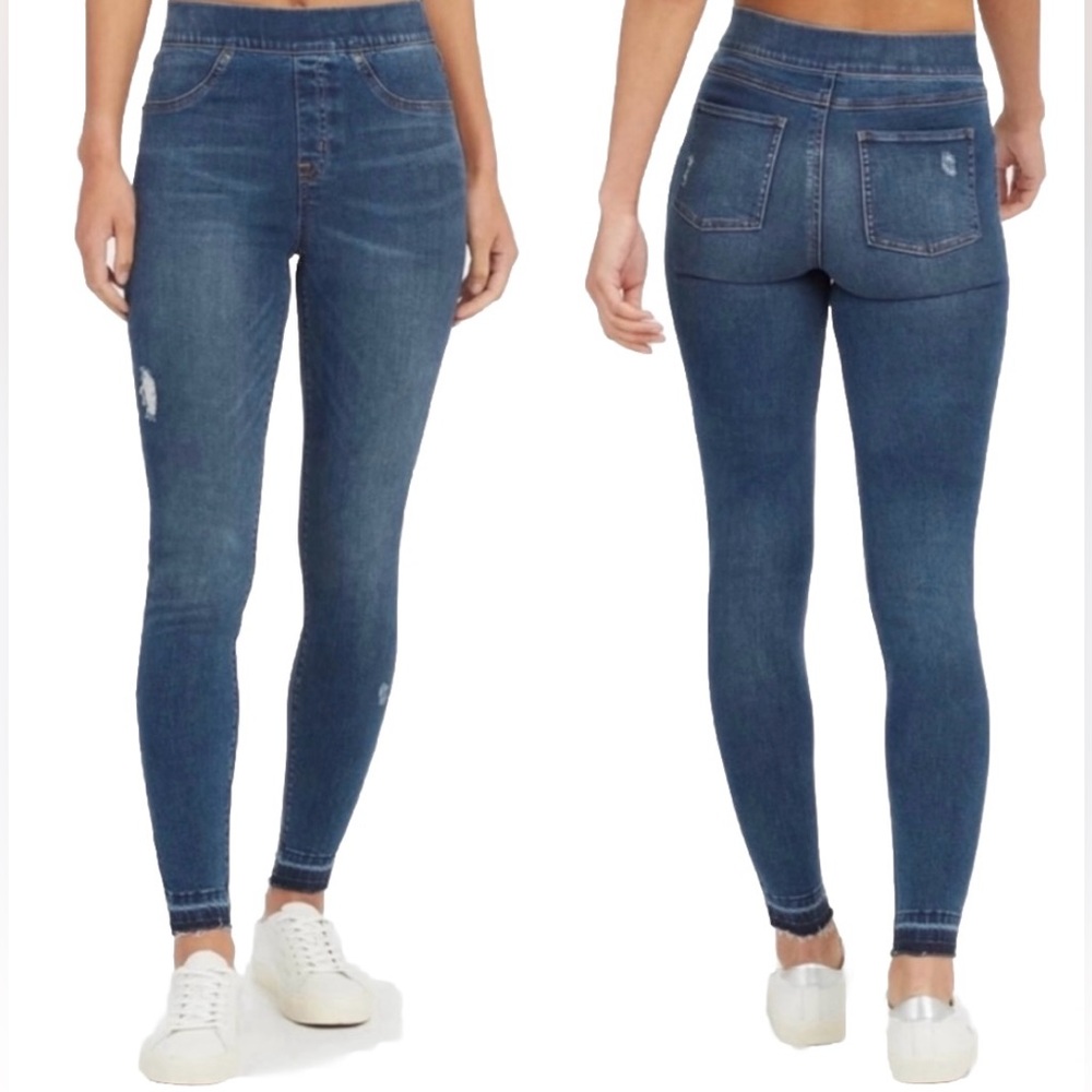 SPANX Distressed Ankle Skinny Women’s Blue Jeans Medium Wash Size XS